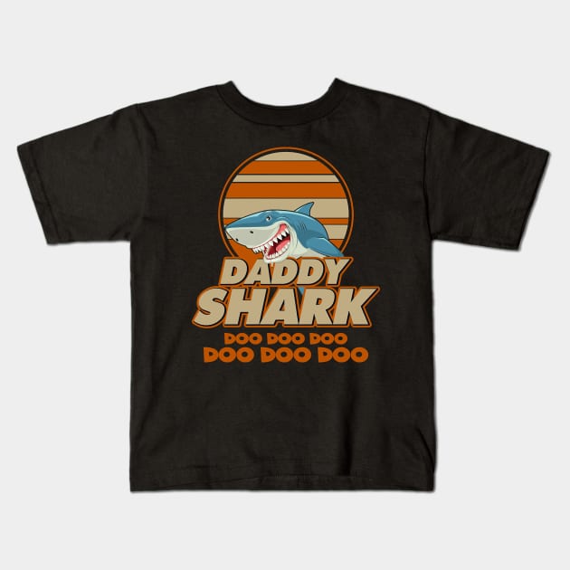 Funny Vintage Daddy Shark Doo Doo Doo Kids T-Shirt by western.dudeooles
